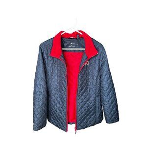 Tommy Hilfiger Jacket Women's Navy Blue Full Zip Diamond Quilted, size XL